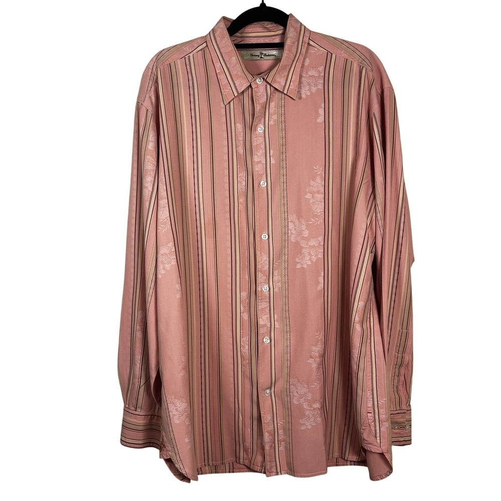 Tommy Bahama Floral Stripe Silk Blend Button Shirt